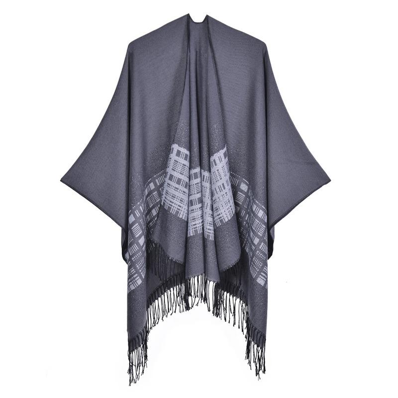 Autumn and winter solid color shawl simple thickened tassel imitation cashmere dual-purpose scarf cape air-conditioned room blanket