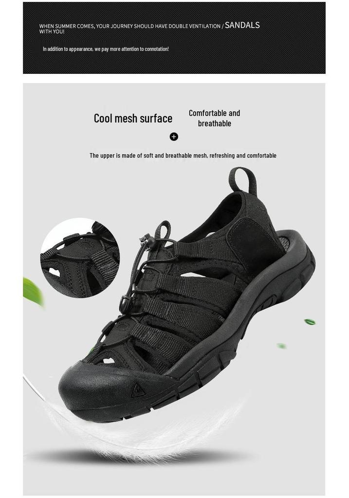 Herren Sommer-Sandalen für draußen, geschlossen, dicke Sohle, große Größen, lässige Strandschuhe