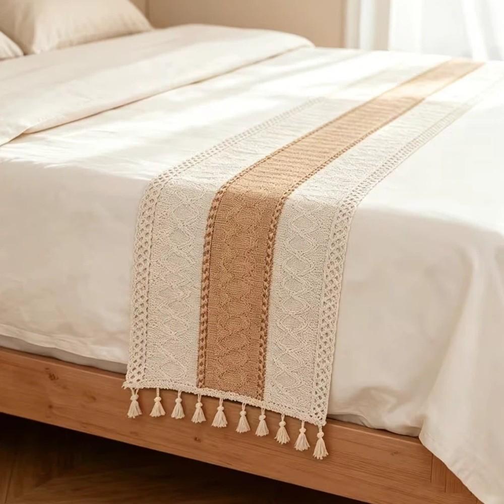 Soft Bohemian Table Flag Splicing Macrame Table Mat Knitted Hollow-out Table Runner Dining Table