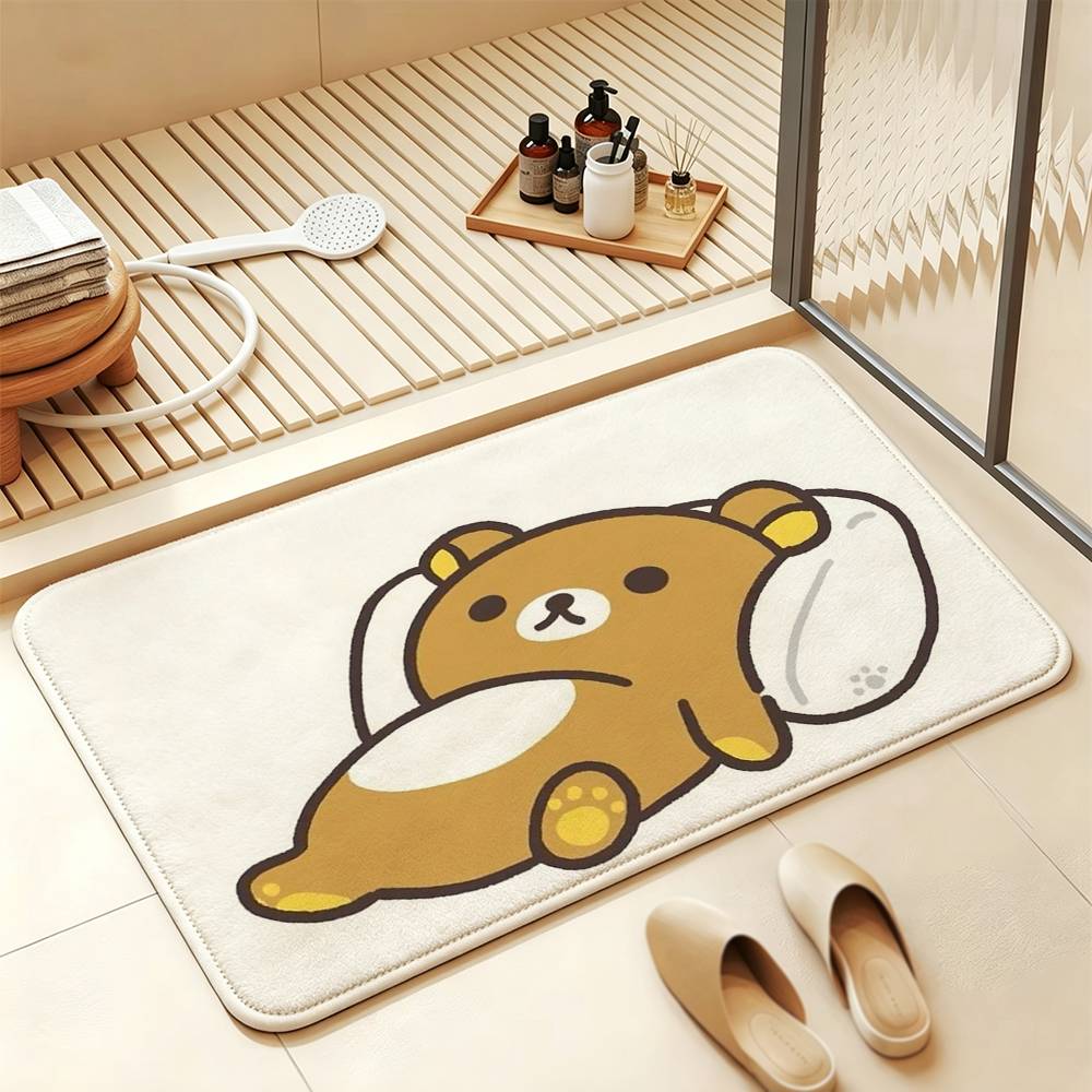So Lovely R-Rilakkuma-S bear Anti‑Slip Floor Mat Short Plush Rug mat Soft Comfortable Machine Washable Home Decor