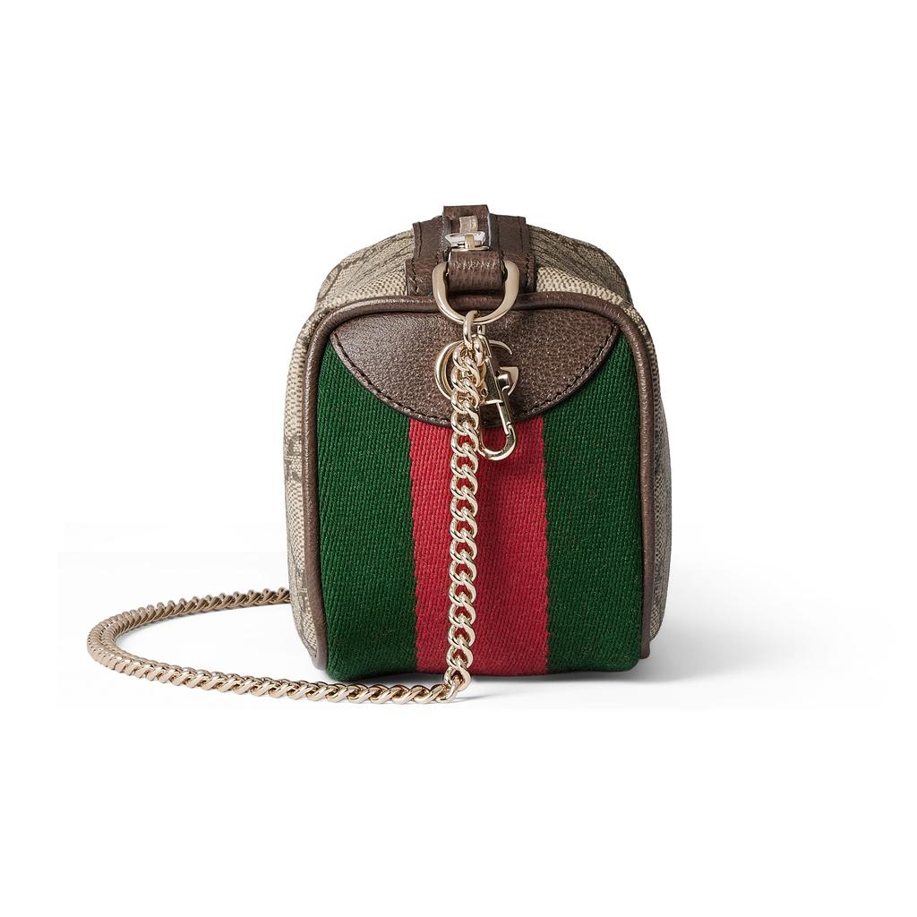 Gucci Ophidia Logo Canvas And Leather Mini Shoulder Bag Women Shoulder Bag Beige Dark-Brown 838475-FAE0S-9746