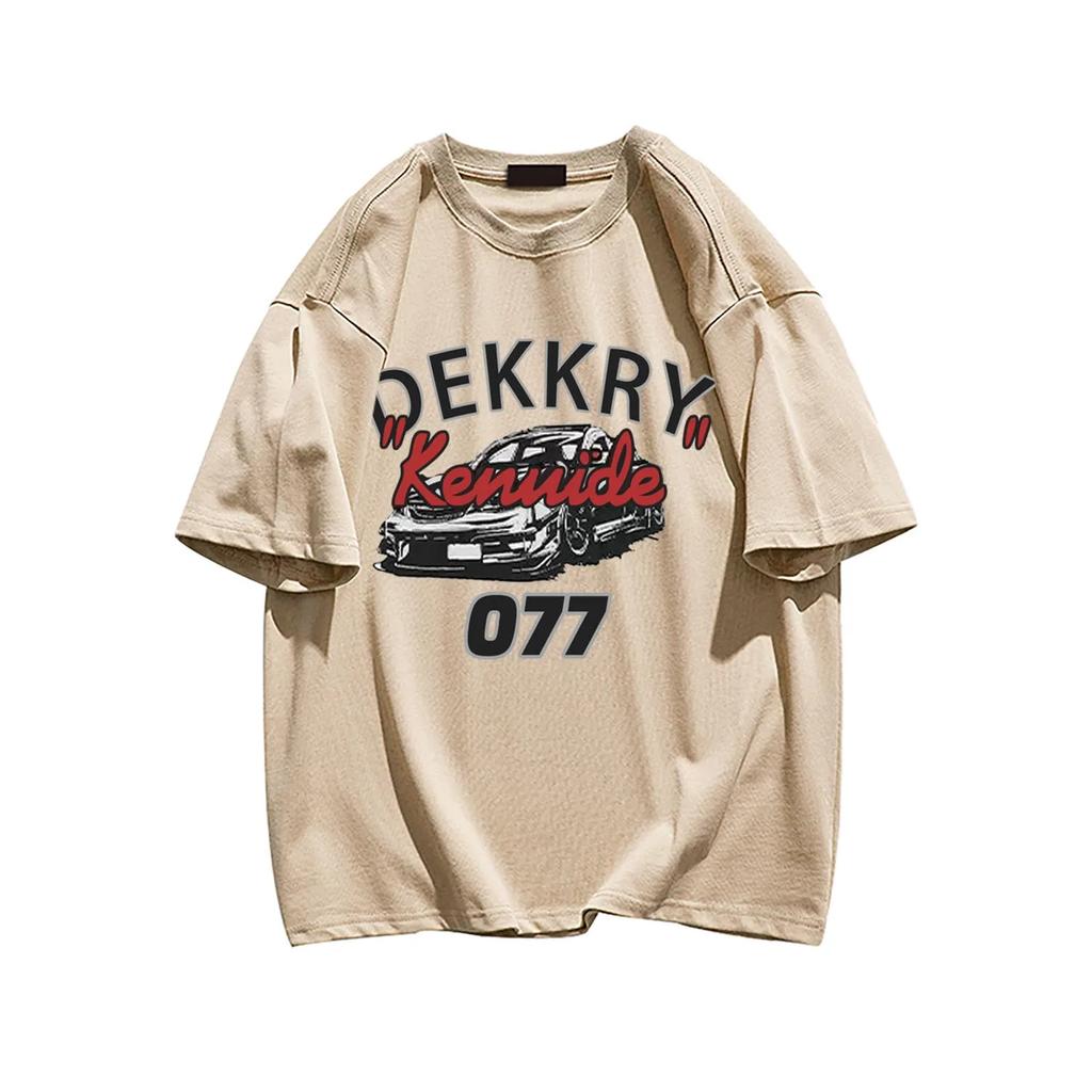 Summer Fashion Heavyweight Retro Men's English Letters 100% Cotton Printed Round Neck High-quality Casual Fitness Street T-shirt