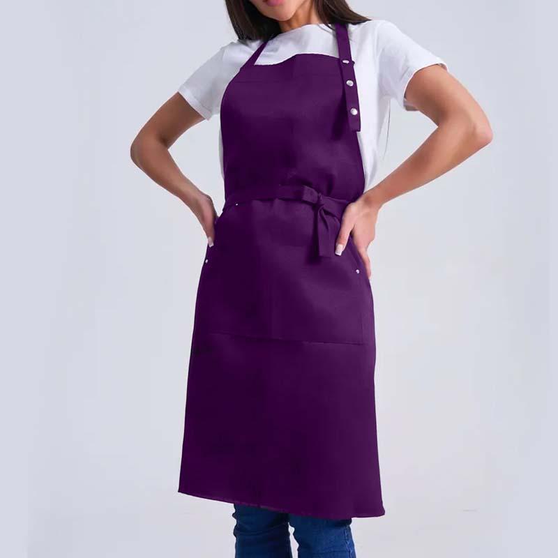 

Adjustable Kitchen Apron with Waist Tie and Front Pocket Durable Cotton Linen Material for Cooking Baking Crafting and Household Use One Size фиолетовый