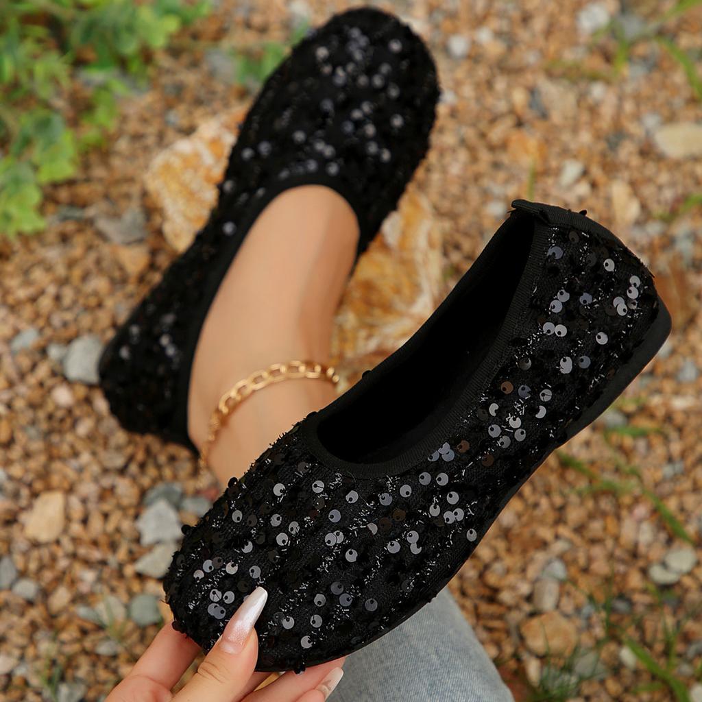 Fashion Women's Flats Shoes 2024 Spring New Sequins Round Head Sandals Female Fashion Bling Loafers Casual Shoes Zapatos Para Mujeres
