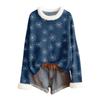 Women's Fashionable Christmas Printed Wool Collar Sweater Casual Long Sleeved Knitted Pullover Top