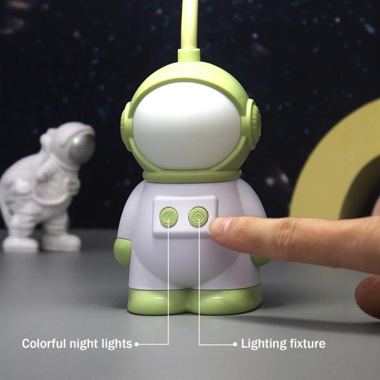 Astronauten Schreibtischlampe für Kinder Neuheit Raumfahrer LED Nachtlicht mit 7 Farben Kinderzimmer Nachttischlampe mit flexiblem Schwanenhals für Wohnzimmer Schlafzimmer