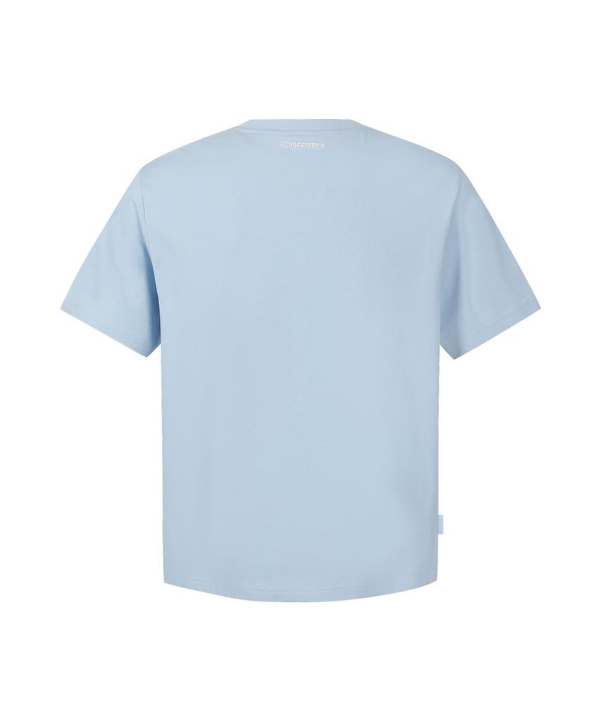 DISCOVERY EXPEDITION Uni Freshvent Map Lettering Short Sleeve T-Shirt (L/Blue)
