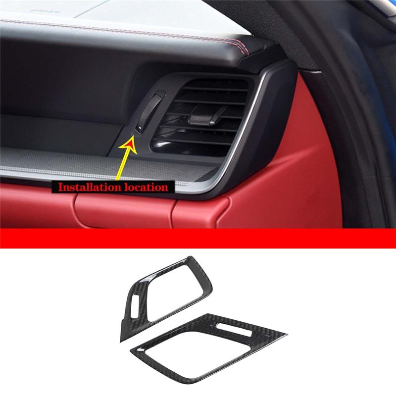 A03E-For Porsche 911     Real Carbon Fiber Car Dash Side Air Outlet Frame Cover Trim Accessories