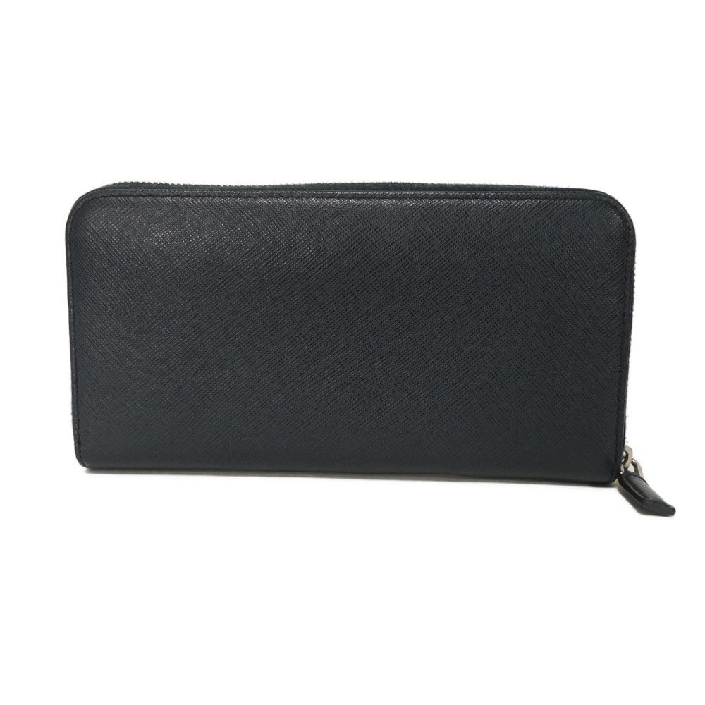 Used 11569 Saffiano Zip Around Wallet 2ML317 PN9 F0216 7940 Navy Zip Around Logo Embossed Baltic Unisex from Japan