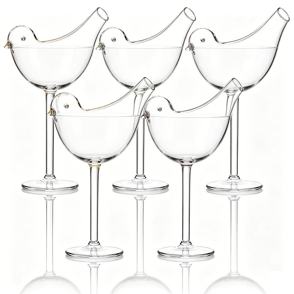 Bird Shape Goblet Wine Glasses Transparent Clear Fancy Drinking Glasses 150ml Bird Shaped Cocktail Glass Set for Kitchen Bar