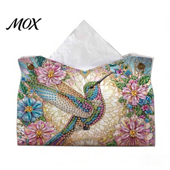 Crafting Kits for Beginners DIY Faux Diamond Art Painting Tissue Box, Leather Desktop Relaxing Hobby Sets Holder Pouch, 5D Rhinestone Embroidery Craft