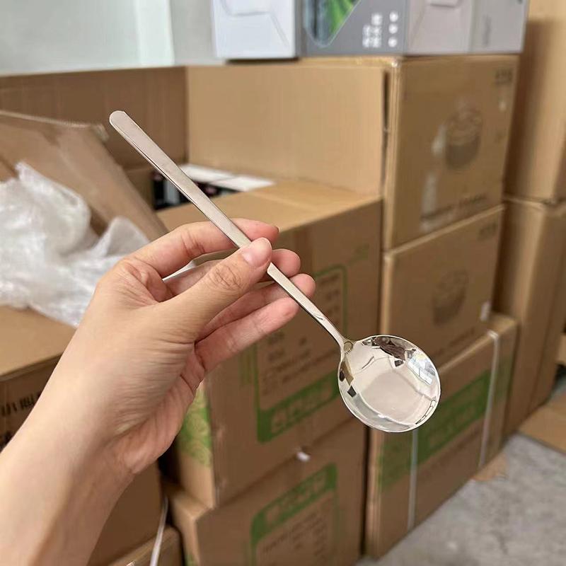 Stainless Steel Round Spoon Net Red Golden Dinner Long Handle Stirring Dessert Spoons For Kitchen Accessories Gadgets