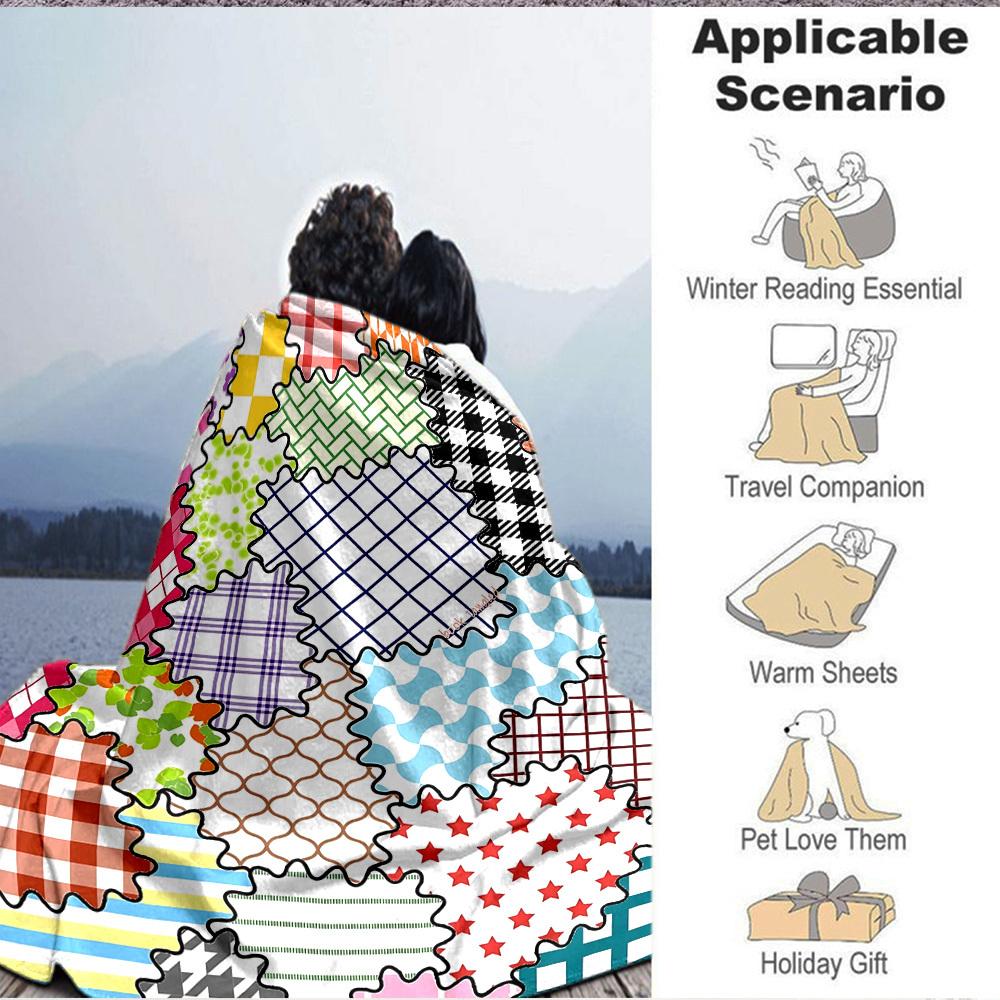 1 szt. Koc z wzorami tekstylnymi Ciepły, Przytulny i Miękki, Nadaje się do Sof, Łóżek, Samochodów i Biura. Idealny na Kemping i Podróże, Co Czyni go Świetnym Gi