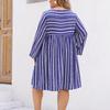 Spring Women's Plus Size Loose Long Sleeve Dress Striped Printed Temperament Dress