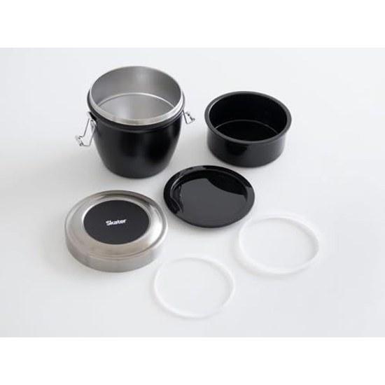 Skater Insulated Lunch Box Bowl Type 2 Layers 800ml Large Capacity Men Stainless Steel Jar Thermal Insulation Cold Retention Vacuum Structure Black