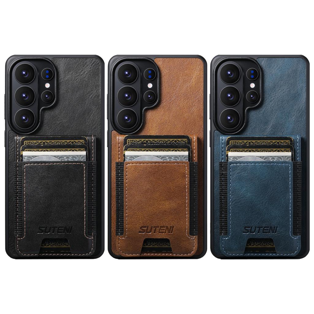 Cartera de Cuero Magnética Vertical con Ranura para Tarjetas Estuche para Samsung Galaxy S26 Ultra S25 Plus S24 S23 Soporte Plegable para Teléfono Cubierta