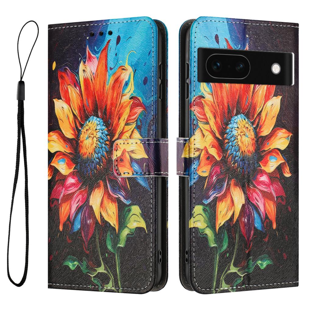 YX-2501 For Google Pixel 8a Case Pattern Printing PU Leather Wallet Phone Cover with Lanyard