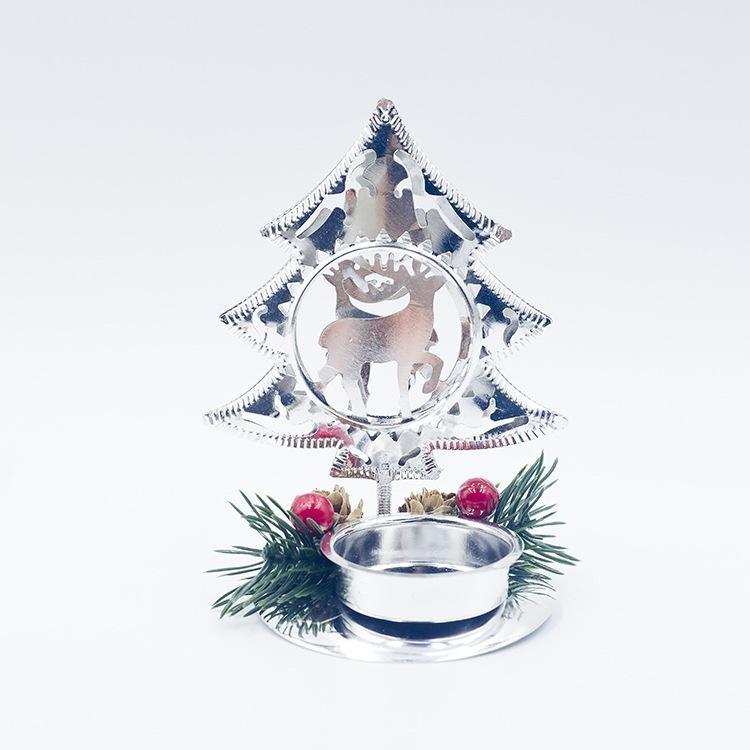 New Christmas Decoration Iron Art Christmas Table Candlestick Red Fruit Pine Cone Candlestick Desktop Decor