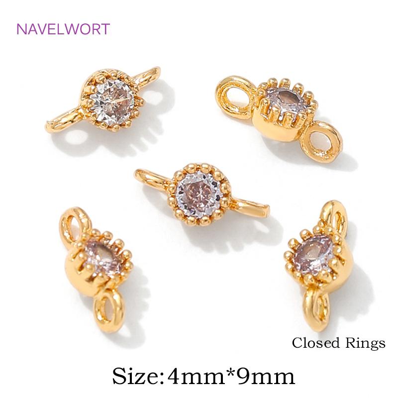 4/8/12Pcs 18K Gold Plated Mini Round Charms Connector For Jewelry,Connector For Bracelet,Inlaid Zircon Charms,DIY Accessories