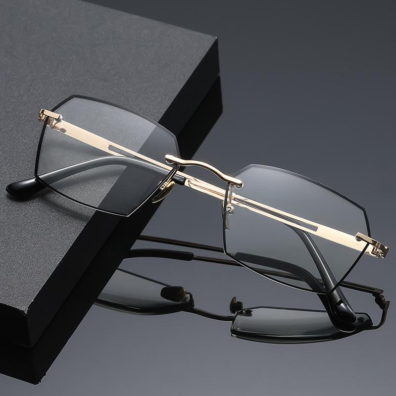 Anti-Blue Light Reading Glasses New Metal Frame Men's High-Definition Business Style Presbyopia Glasses with Grade 0 To +4.0