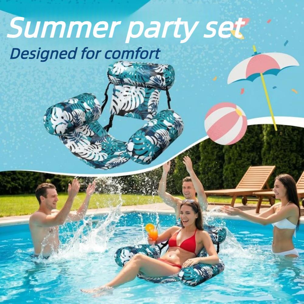 1Pc Heavy-Duty Inflatable Pool Chairs & Noodles – Blow-Up Lounge for Adults, Lake, Beach, Backyard Parties Floating Chair Set