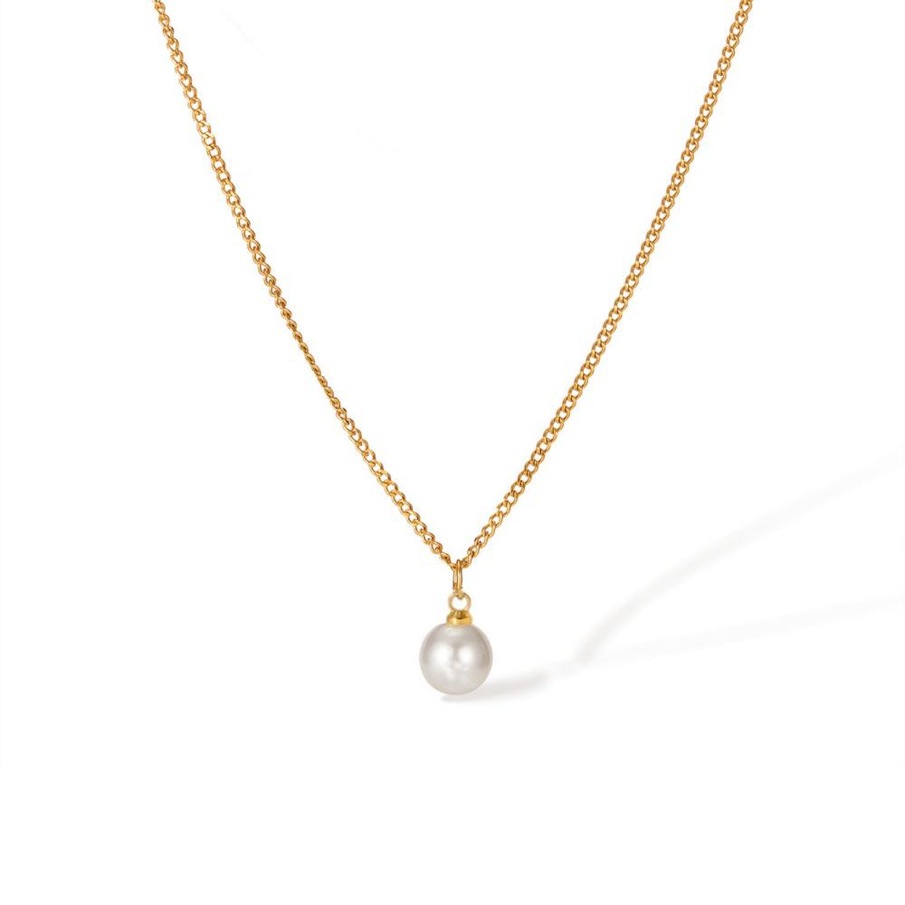 European French Minimalist Single Pearl Titanium Steel Clavicle Necklace