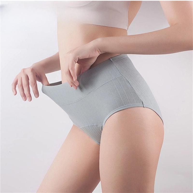 Women's High Waist Period Panties, Leakproof Breathable Briefs, Solid Color Stretchy Menstrual Underwear