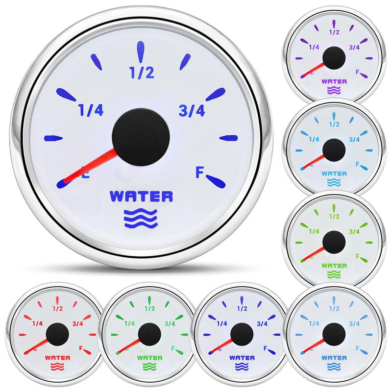 7 Color Backlight 2" 52mm Water Level Gauge+Water Level Sensor 100-600mm 0-190 Ohm Water Tank Meter Indicator Auto Car Boat