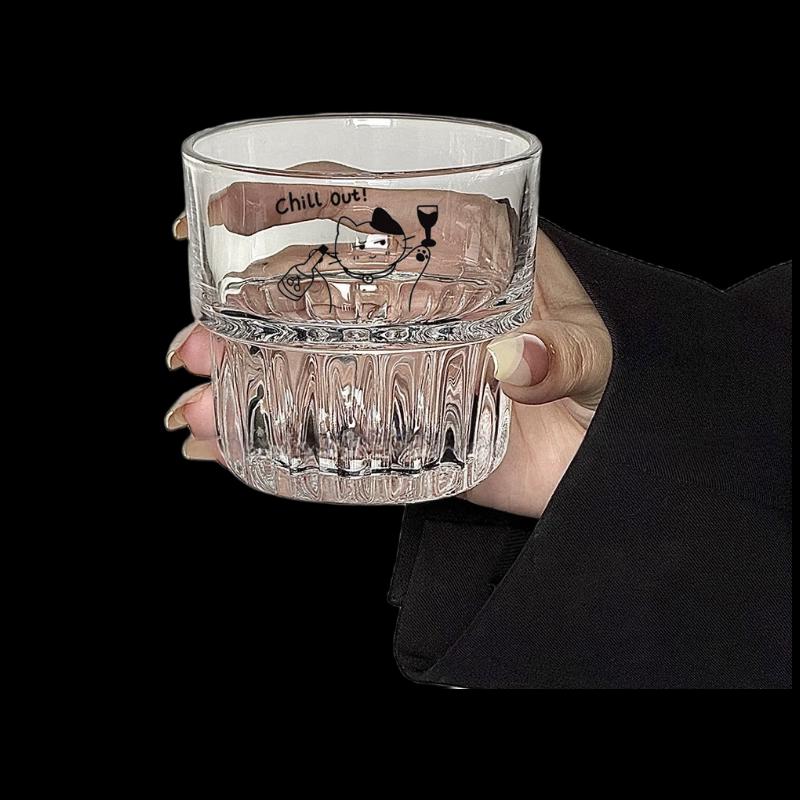 Shangqi Cat Design Stackable Glass Beverage Cups, 5-Pack