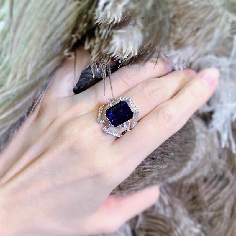 18K Gold Plated Sapphire & Diamond Ring - Luxurious, Durable, Versatile Women's Jewelry