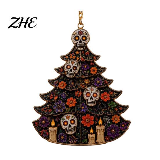 Skeleton Wall Decor for Home Halloween Tree Acrylic Hanging Ornament, Pumpkin Ghost Skull Seasonal Ornaments Decor, Spooky Pendant Party Home, Festive