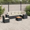 VidaXL Garden Lounge Set 7 Pcs with Cushions Black Wicker 3225468