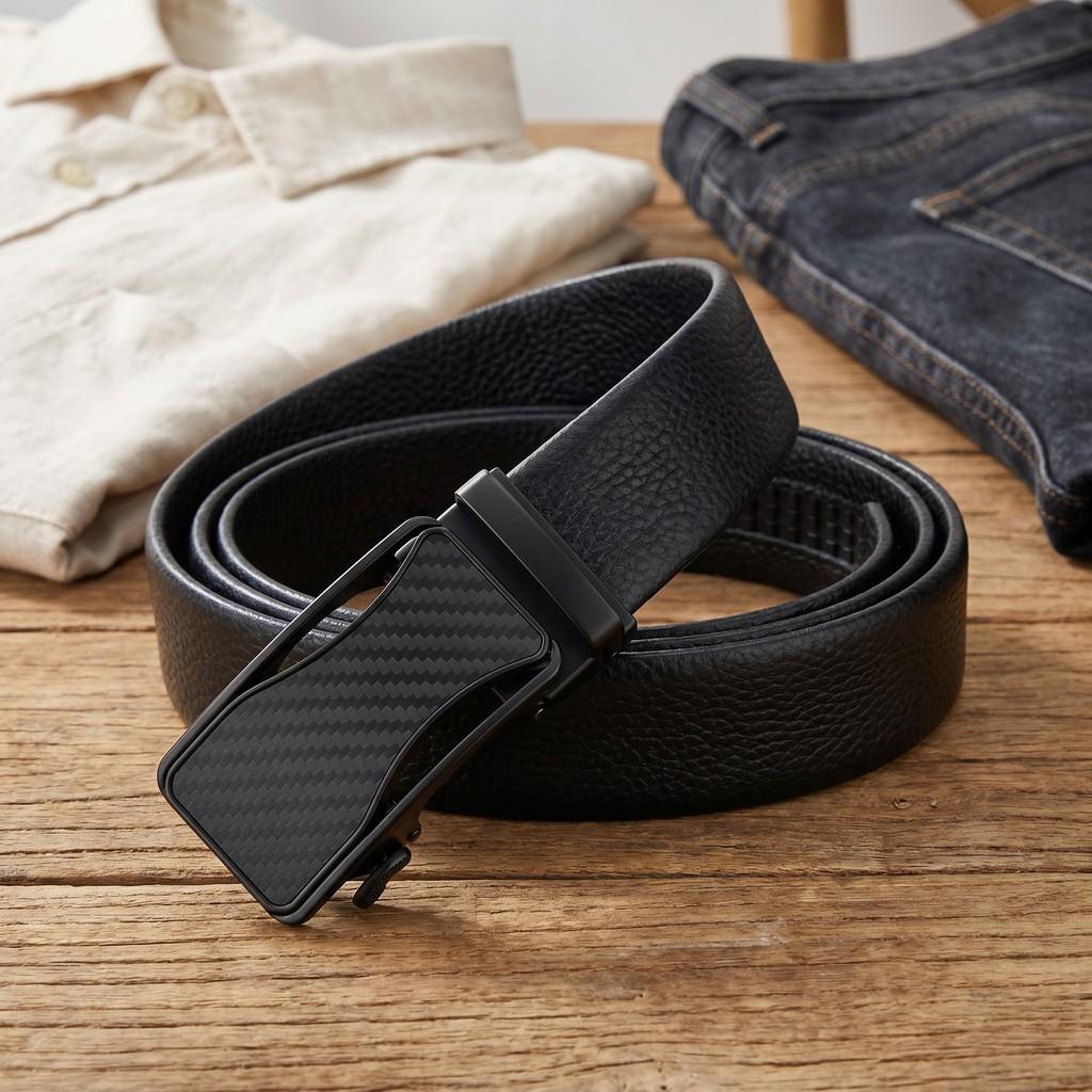 Men's Genuine Leather Automatic Buckle Belt