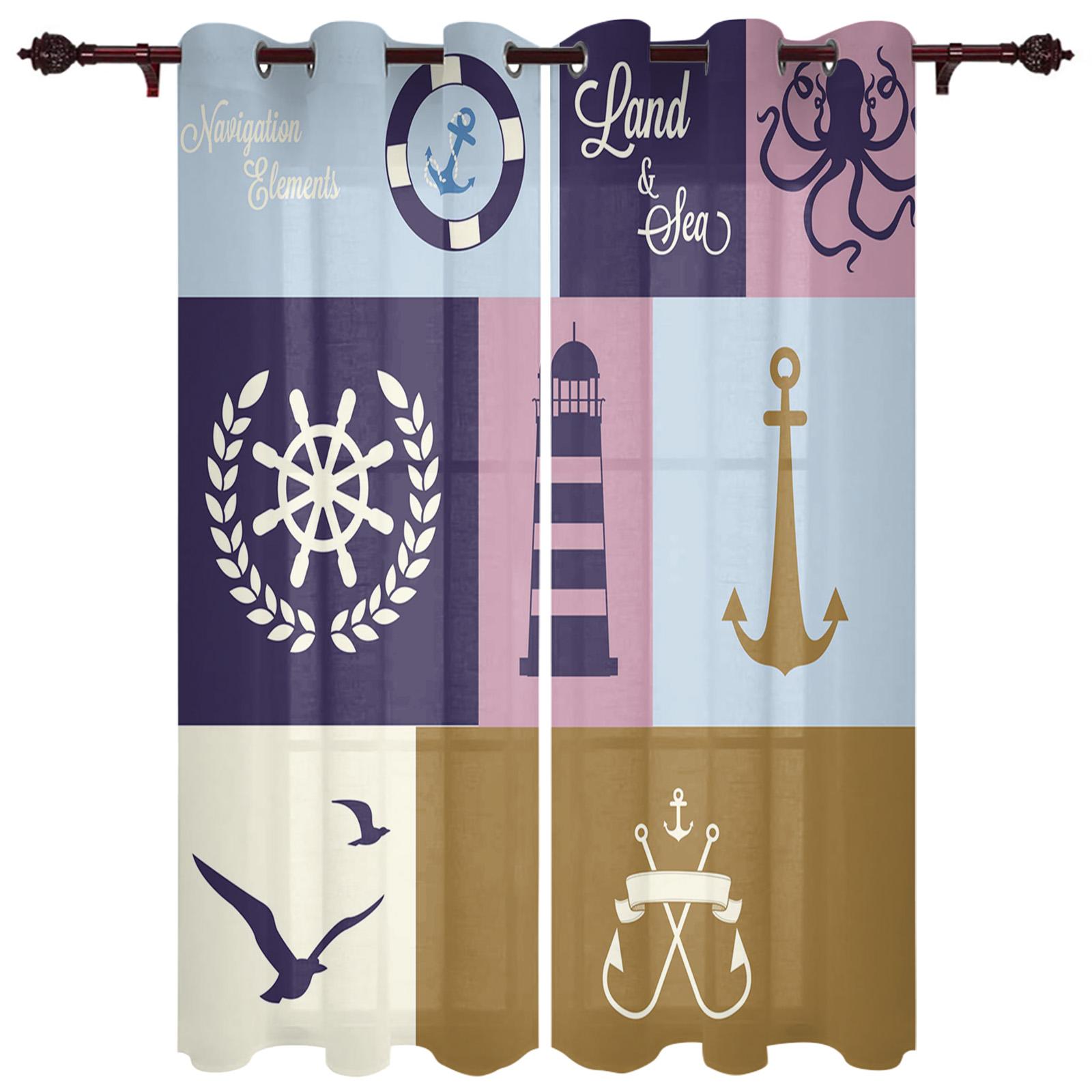 Главная Шторы Синий Якорь Лодка Рыба Спальня Кухня Шторы Гостиная Украшения Элементы — фото 12