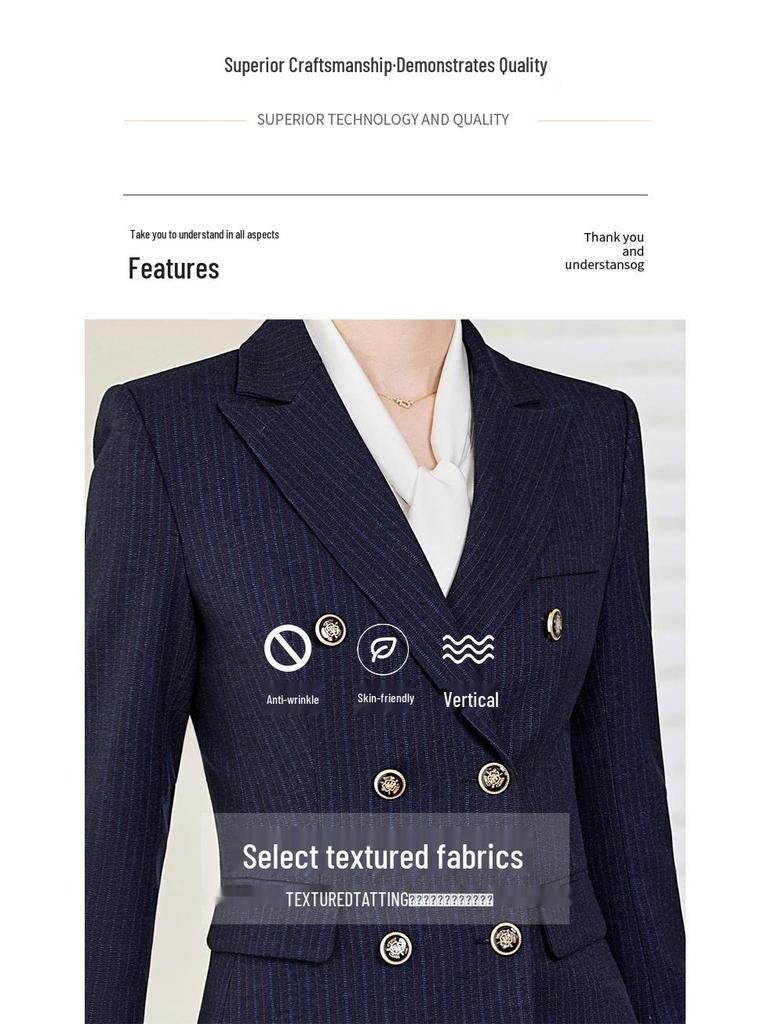 Elegant Women's Slim Fit Black Suit Set for Business and Commute - 2024 Spring/Autumn Collection