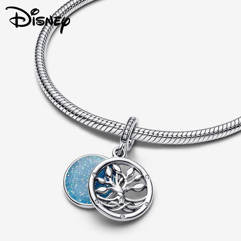 Disney 925 Silver Mickey and Flower Fairy Pendant Beads Suitable for Girls To DIY Original Bracelets Fashion Gifts