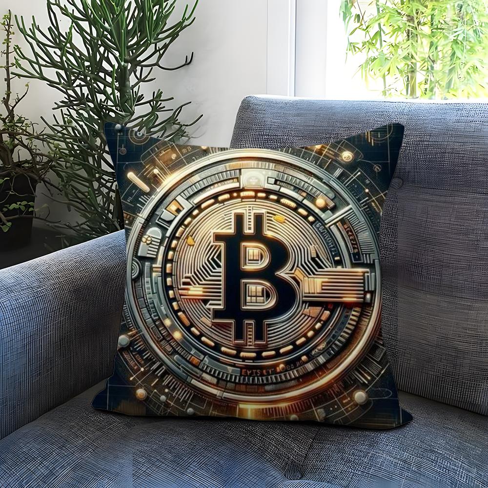 B-Bitcoin Cryptocurrency Btc Cushion Cover Comfortable Reversible Pillow Cover Ideal for Car Sofa Bedroom & Beyond