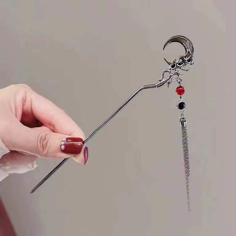 

2025 New Chinese Style Butterfly Fan Tassel Hair Stick for Women Vintage Metal Hanfu Chopstick Hair Sticks Hair Accessories