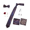 Pack of 9 Men's Floral Tie Set with Pocket Square Tie Clip Brooch Accessories for Formal Occasion Holiday Gift Supply