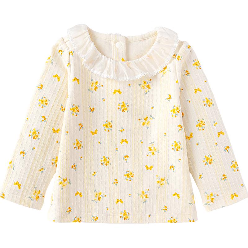 Balabala Girls' Floral Long-Sleeve Cotton T-Shirt