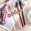 Female Leather Band Watch Simple Wine Bucket Square Women's Watch Quartz Wristwatch