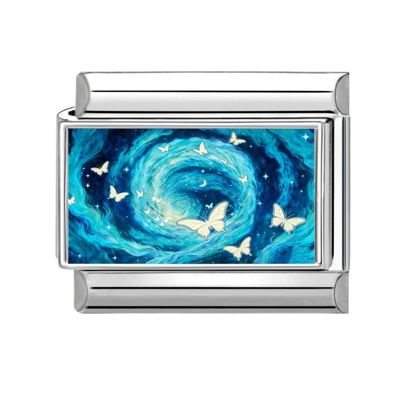 

Fashion Universe Series Space Planet Meteorite Pattern Charm Link Fit 9mm Stainless Steel Italian Bracelet Making DIY Jewelry