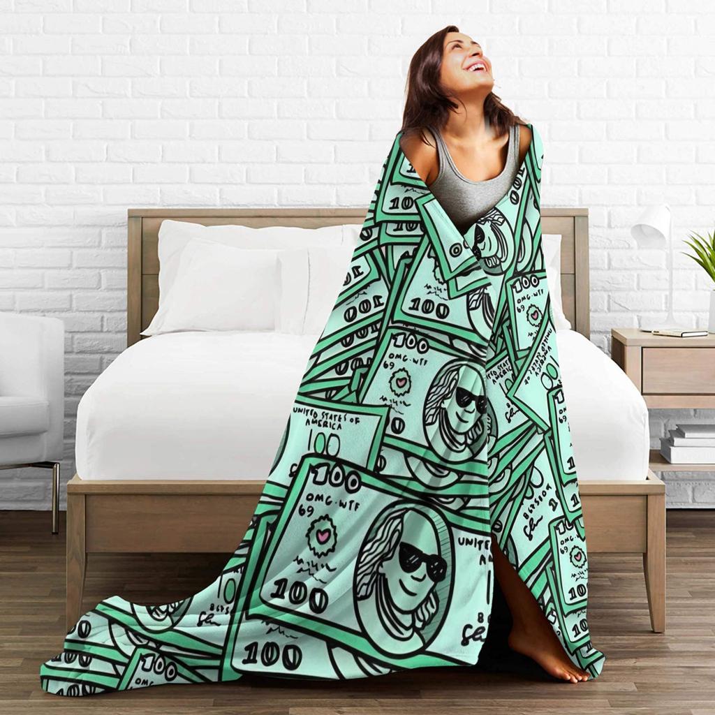 Play money Soft Blanket Airplane Travel Plush Throw Blanket Print Living Room Flannel Bedspread Sofa Bed Cover