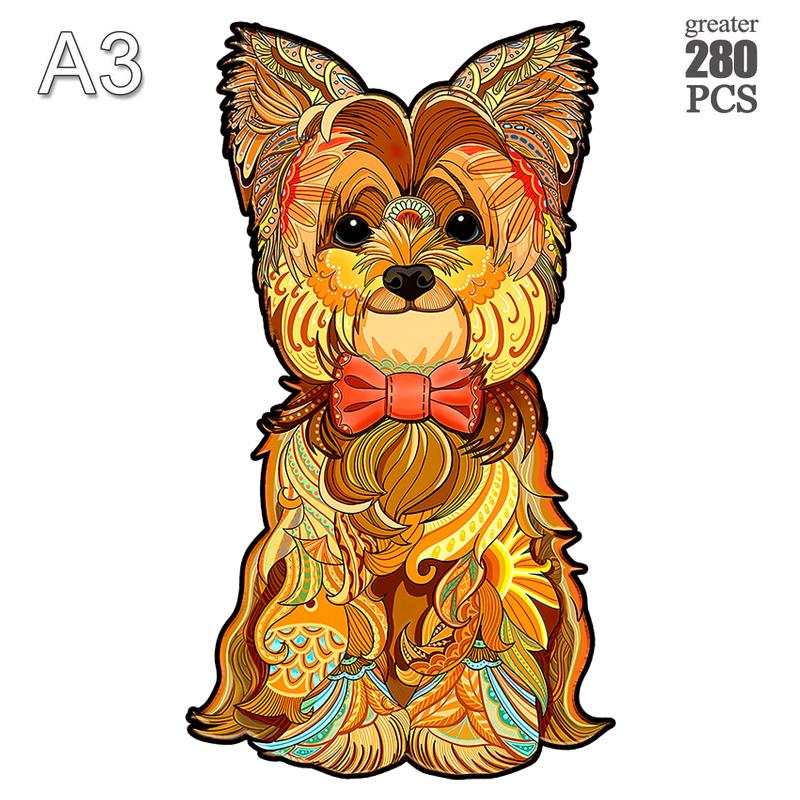 Irregular Puppy Animal Wooden Puzzle for Adult Children Gift Brain Teaser Game Fantasy Dog Christmas Present Box Puzzles Toys