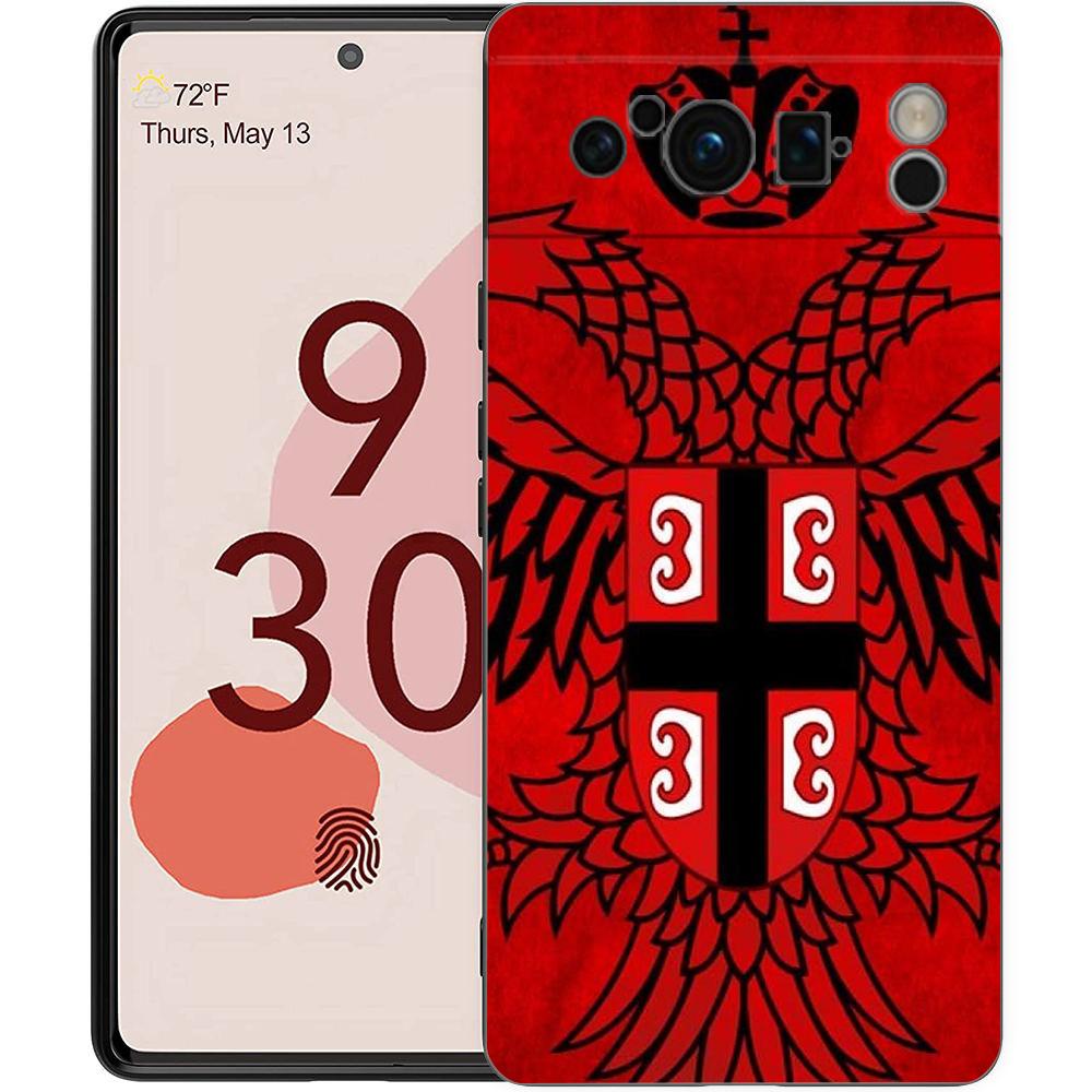 Serbien-Flagge für Google Pixel 8 7 6 Pro 6A 5G, schwarze Handyhülle, weiche, stoßfeste Rückseite, Silikon-TPU-Shell Coque
