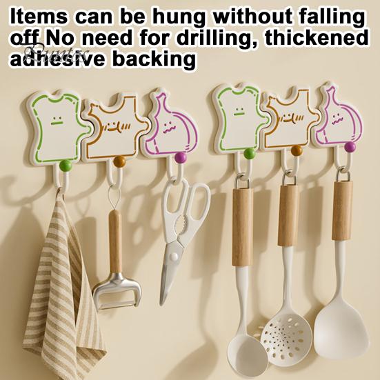 Durable Hooks for Kitchen Organization Cartoon Puzzle Key Hook, Heavy Duty Traceless Plastic Wall Hanger, Mounted Storage Keys Space Saving