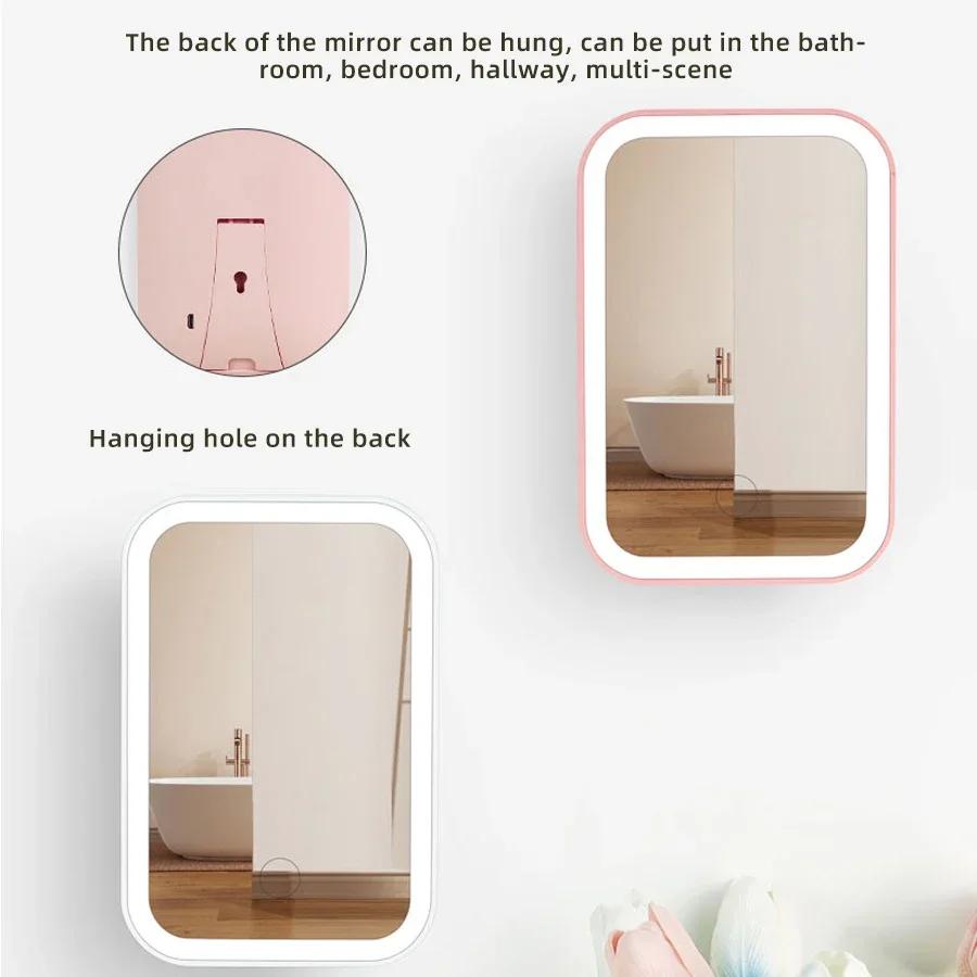 LED Cosmetic Mirror Desktop Portable Square mirror 3Speed Color Adjustment Charging with Light Refill Beauty Grooming Mirror