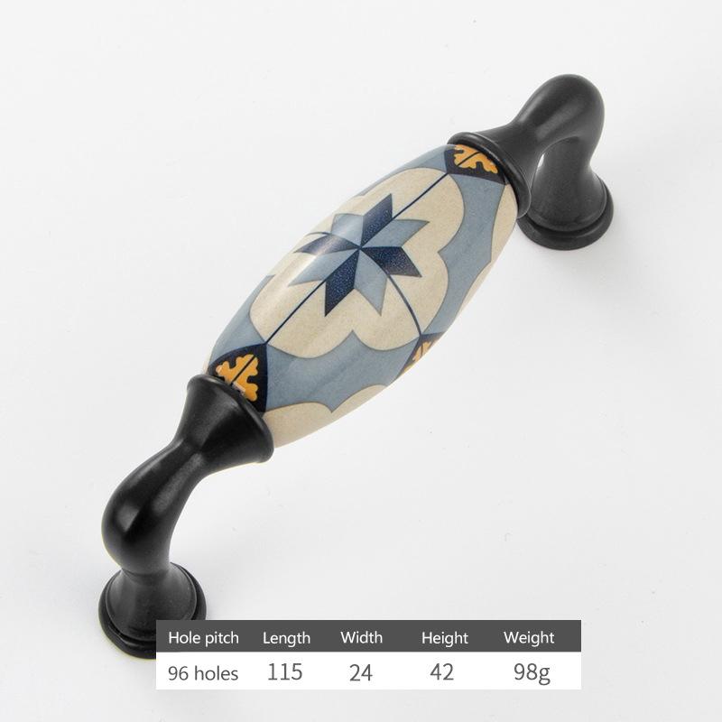 Nordic Style Blue Flower Ceramic Cabinet Pulls Non-slip Furniture Handles Knobs for Drawer Wardrobe Home Decor