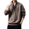 Premium American Style Men's Half-High Collar Knit Sweater - Warm, Anti-Pilling, Plus Size, Long Zipper.