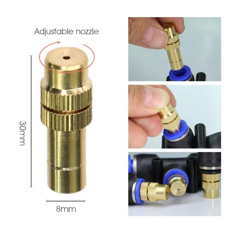 Durable Od 8Mm Misting Nozzle Adjustable Brass Spray Head Garden Irrigation Cooling Mist Sprayer For Greenhouse Yard
